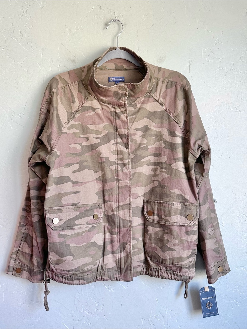 NWT Democracy Women’s Full Zip & Snap Cotton Camo Utility Jacket Large